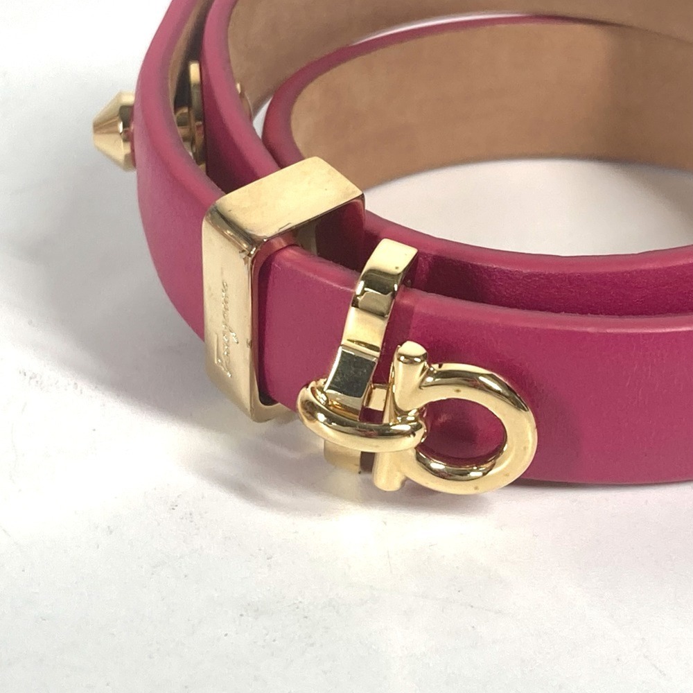 SALVATORE FERRAGAMO Pink Leather Charm Bracelet